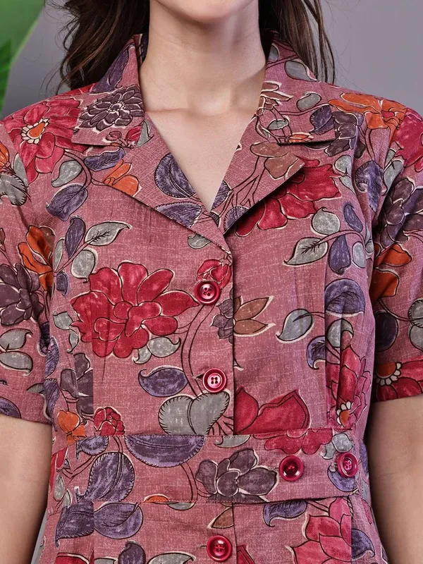 Women_S_Pink_Floral_Cotton_Pleated_Midi_Dress_With_Collar