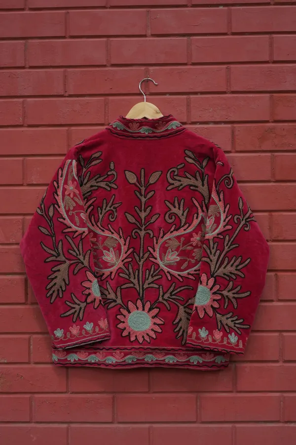 Womens_Red_Velvet_Embroidered_Jacket_With_Floral_Design