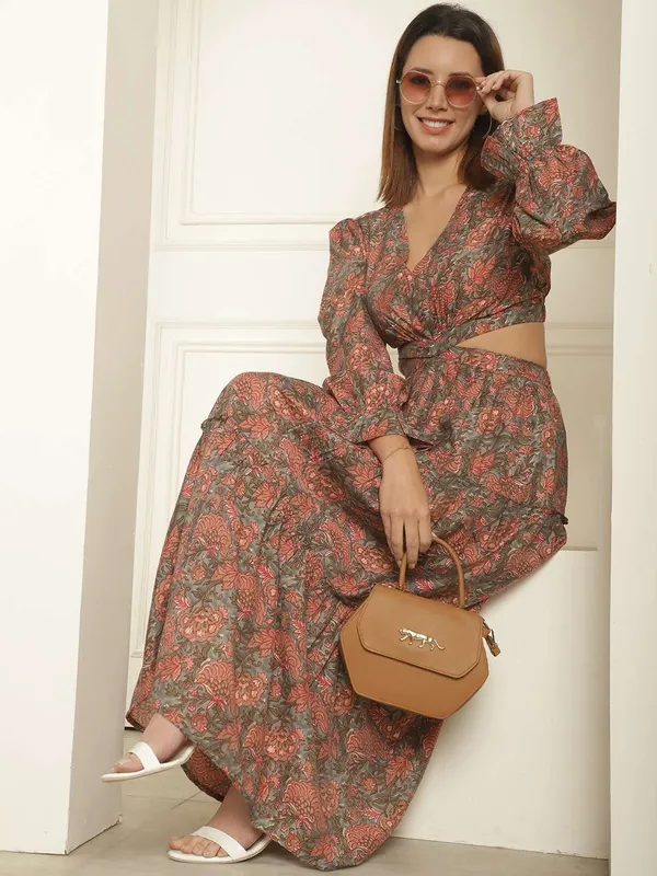 Women_S_Silk_Printed_V_Neck_Long_Bell_Sleeves_Tiered_Maxi_Dress_Gown_Brown