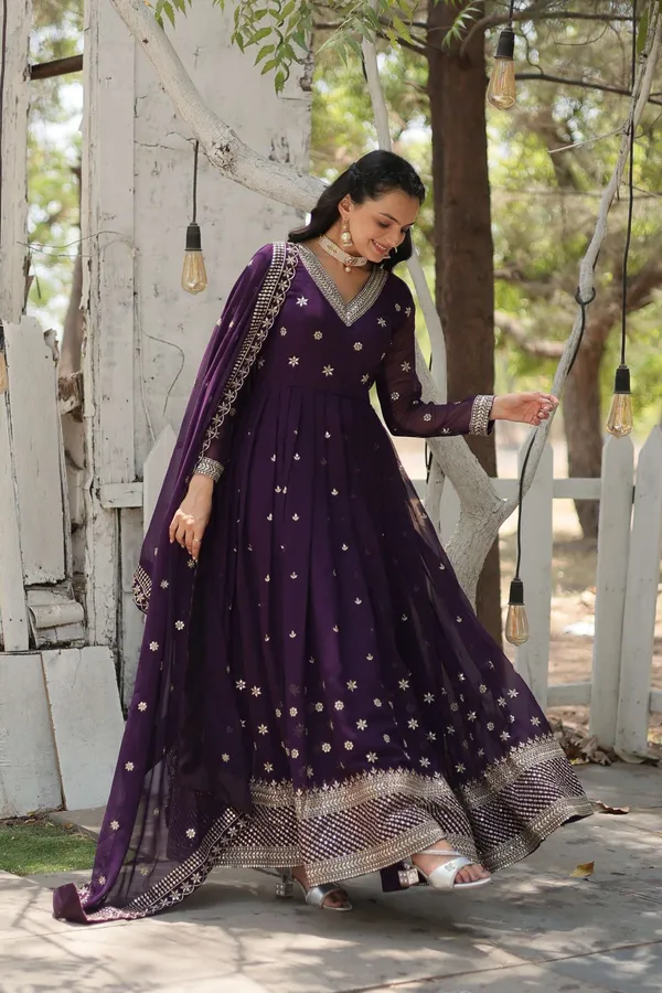 Purple_Designer_Faux_Blooming_Anarkali_Gown_With_Sequins_Embroidered_Dupatta_Wedding_Festive_Wear