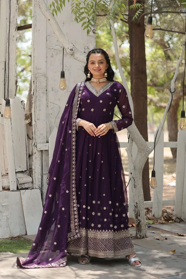 Purple_Designer_Faux_Blooming_Anarkali_Gown_With_Sequins_Embroidered_Dupatta_Wedding_Festive_Wear