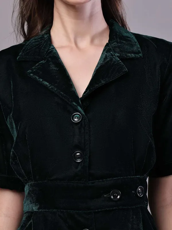 Women_S_Black_Velvet_Solid_Printed_Shirt_Midi_Dress_With_Belt