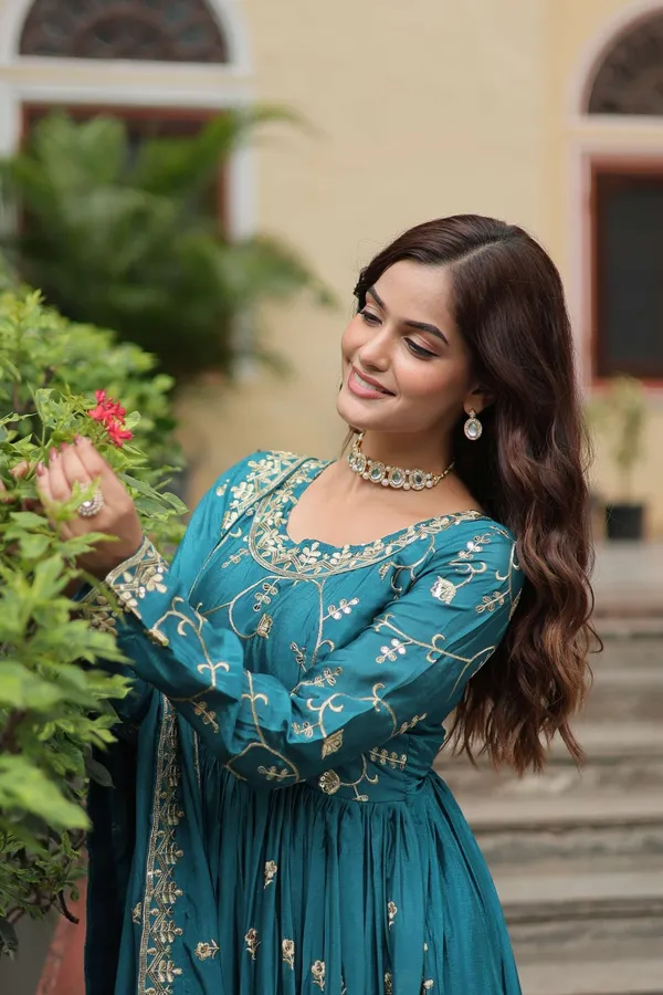 Blue_Premium_Chinon_Sequins_Embroidered_Kurti_With_Sharara_Dupatta_Set