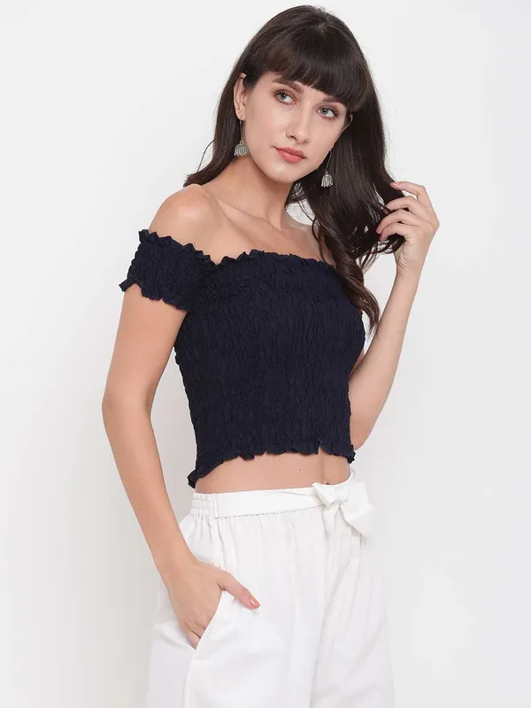 Women_S_Rayon_Solid_Off_Shoulder_Smocked_Crop_Top_Short_Sleeve_Casual_Styles_Tank_Top_Free_Size_Multi20