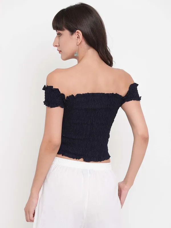 Women_S_Rayon_Solid_Off_Shoulder_Smocked_Crop_Top_Short_Sleeve_Casual_Styles_Tank_Top_Free_Size_Multi20