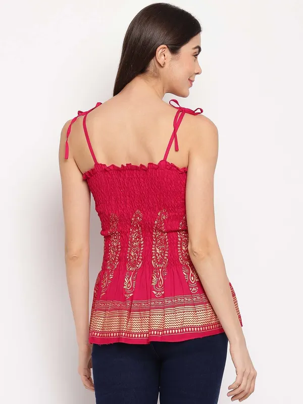 Women_S_Rayon_Printed_Casual_Summer_Style_Tie_Shoulder_Straps_Free_Size_Tank_Top_Maroon_Gold_Pattern