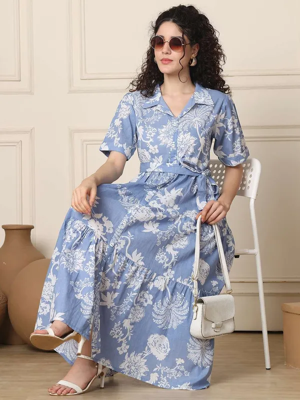 Women_S_Cotton_Printed_A_Line_Midi_Dress_Short_Sleeve_Flared_Gown_Dress_Sky_Blue