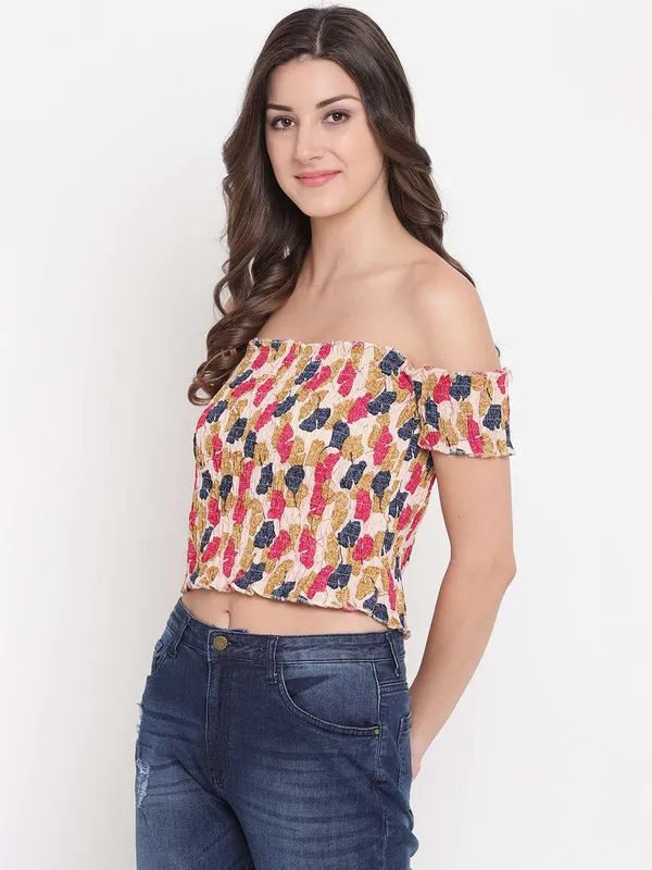 Women_S_Rayon_Printed_Off_Shoulder_Smocked_Crop_Top_Short_Sleeve_Casual_Styles_Tank_Top_Free_Size_Multi32