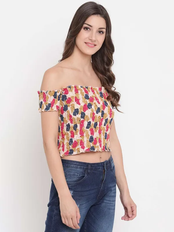 Women_S_Rayon_Printed_Off_Shoulder_Smocked_Crop_Top_Short_Sleeve_Casual_Styles_Tank_Top_Free_Size_Multi32