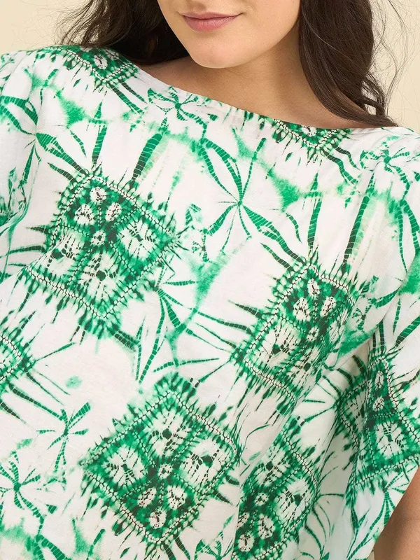 Women_S_Cotton_Tie_Dye_Print_Flowing_Bell_Sleeves_Full_Length_Kaftan_Drees_Casual_Beach_Wear_Green_White