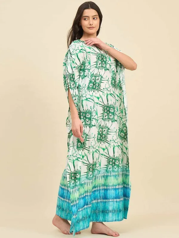 Women_S_Cotton_Tie_Dye_Print_Flowing_Bell_Sleeves_Full_Length_Kaftan_Drees_Casual_Beach_Wear_Green_White