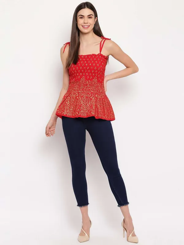 Women_S_Rayon_Floral_Printed_Casual_Summer_Style_Tie_Shoulder_Straps_Free_Size_Tank_Top_Red_Gold_Pattern