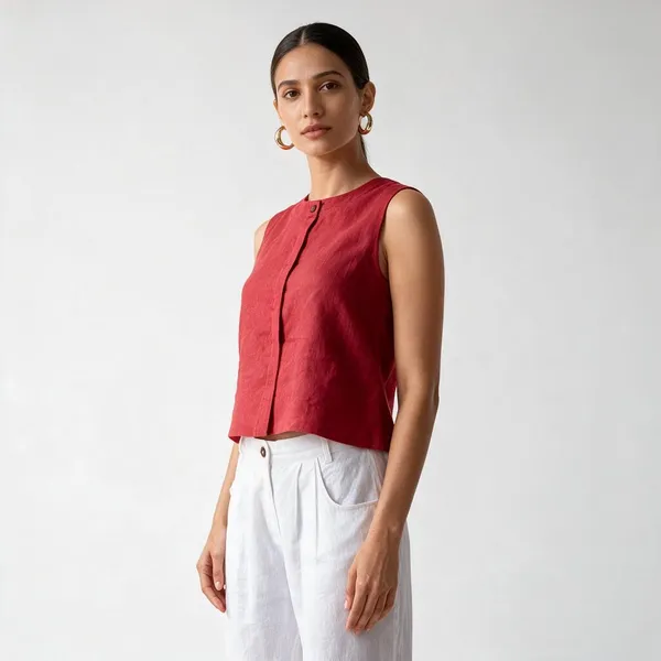 Women_S_Cotton_Solid_V_Neck_Sleeveless_2_Piece_Outfit_Loose_Tank_Top_And_Wide_Leg_Palazzo_Pants_Sets_Cord_Set_Maroon_White