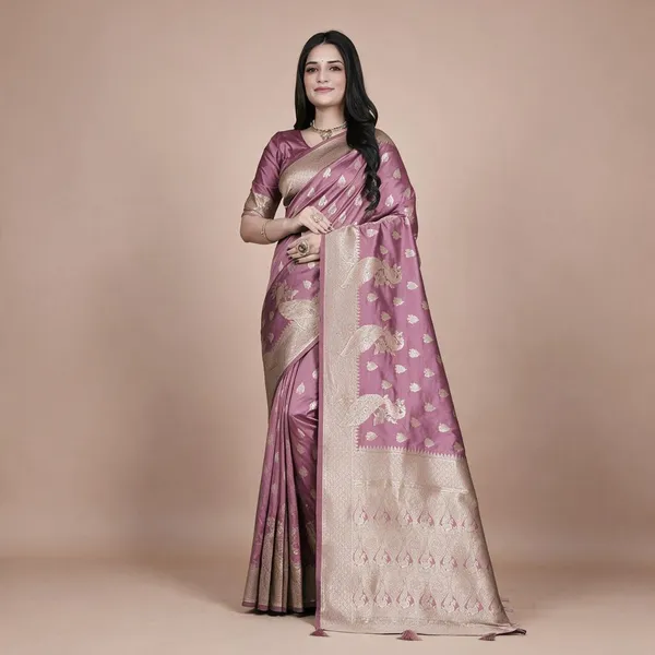 Mauve_Purple_Banarasi_Silk_Saree_With_Golden_Zari_Peacock_Motifs_Wedding_Festive_Traditional_Designer_Saree