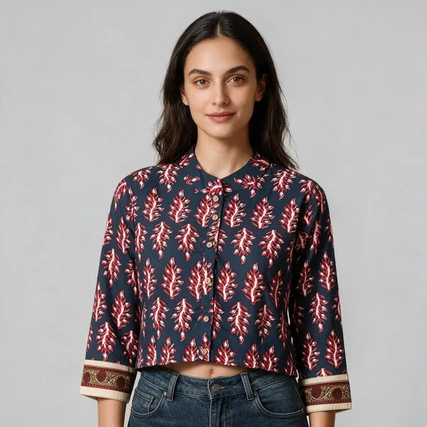 Handmade_Block_Print_Cotton_For_Women_Ethnic_Floral_Printed_Top_With_Long_Sleeves