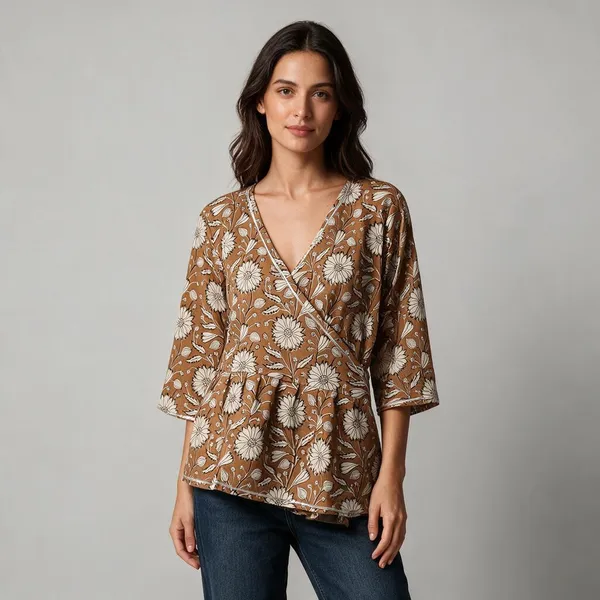 Handmade_Block_Print_Cotton_For_Women_Ethnic_Floral_Printed_Top_With_Long_Sleeves