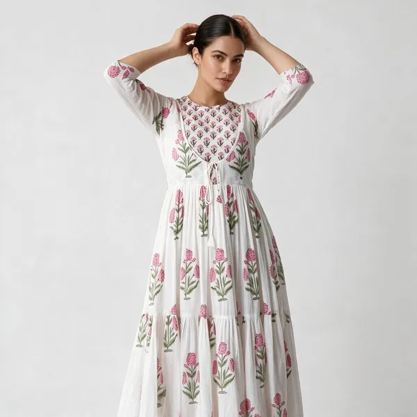 Women_S_Cotton_Floral_Printed_Long_Anarkali_Kurti_With_Pant_And_Dupatta