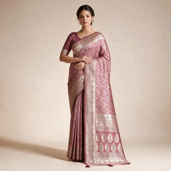 Mauve_Banarasi_Silk_Saree_With_Silver_Geometric_Floral_Zari_Wedding_Festive_Wear_Elegant_Designer_Saree