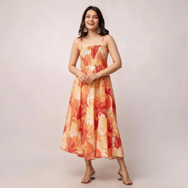 Women_S_Silk_Printed_Shoulder_Straps_Sleeveless_Anarkali_Gown_Drees_Orange_Leaf