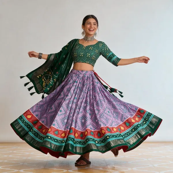 Light_Baby_Pink_Tussar_Silk_Lehenga_Choli_With_Green_Blouse_Minakari_Foil_Print_Wedding_Festive_Wear