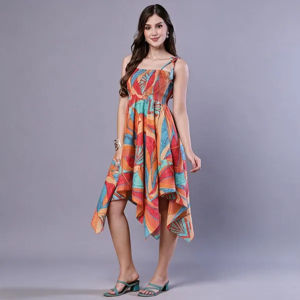 Women_S_Multicolor_Printed_Cotton_Handkerchief_Hem_Dress_Midi_Dresses