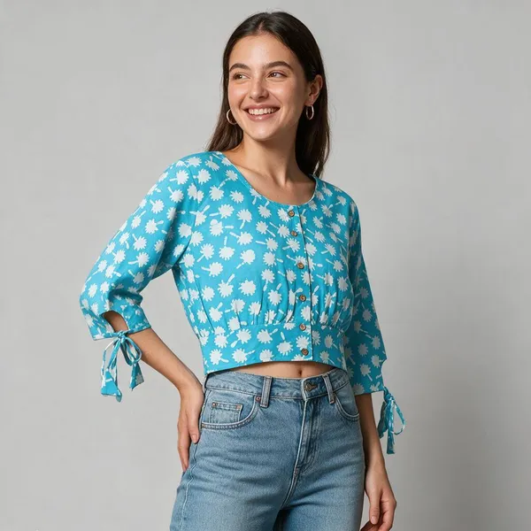 Handmade_Block_Print_Cotton_For_Women_Ethnic_Floral_Printed_Top_With_Long_Sleeves
