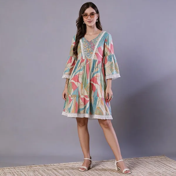 Wome_S_Multicolor_Printed_Cotton_A_Line_Dress_With_Embroidered_Yoke_Midi_Dresses