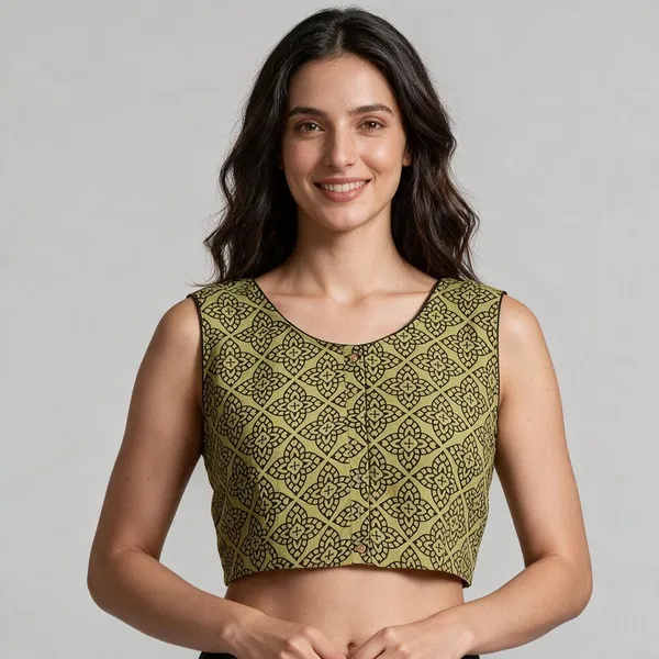 Handmade_Block_Print_Cotton_For_Women_Ethnic_Floral_Printed_Top_With_Long_Sleeves