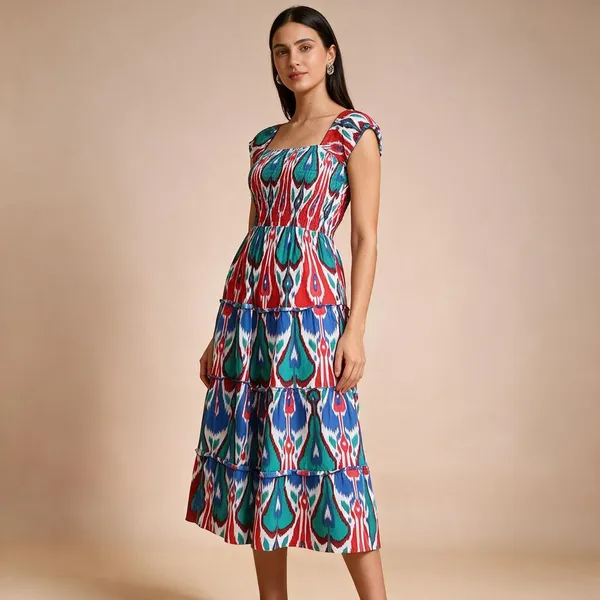 Women_S_Viscos_Rayon_Printed_Off_Shoulder_Midi_Dress_For_Summer_And_Casual_Wear_Yellow
