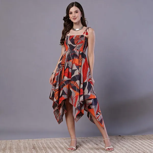 Women_S_Rust_Grey_Abstract_Print_Cotton_Handkerchief_Hem_Dress_Midi_Dresses