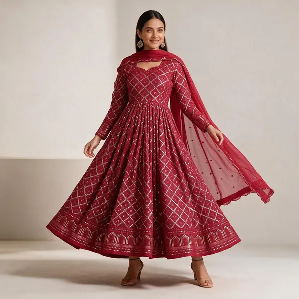 Rani_Faux_Blooming_Designer_Gown_With_Sequined_Dupatta_Elegant_Fully_Flared_Party_Wedding_Set