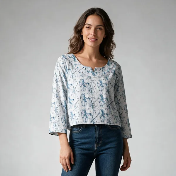 Handmade_Block_Print_Cotton_For_Women_Ethnic_Floral_Printed_Top_With_Long_Sleeves