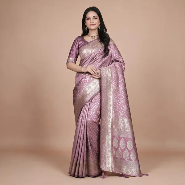 Lavender_Banarasi_Silk_Saree_With_Silver_Zari_Geometric_Floral_Weaving_Wedding_Festive_Traditional_Saree