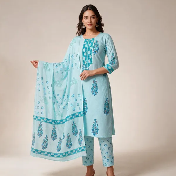 Women_S_Light_Blue_Cotton_Printed_Straight_Kurti_With_Pant_Dupatta_Set