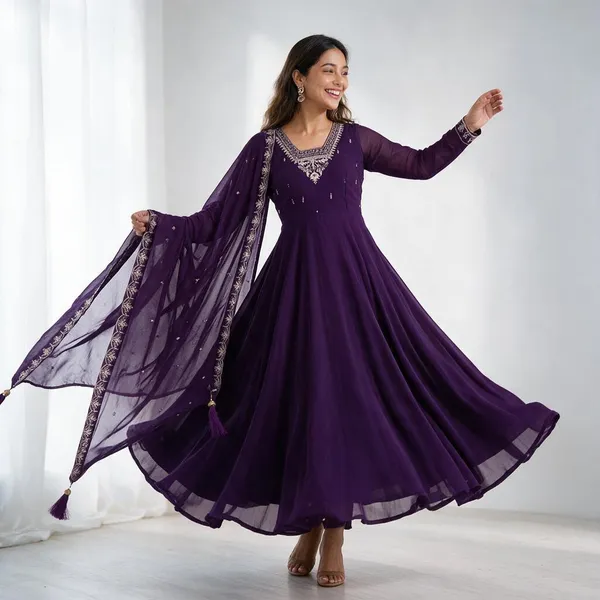 Womens_Fox_Georgette_Anarkali_Kurti_With_Pant_Dupatta_Set