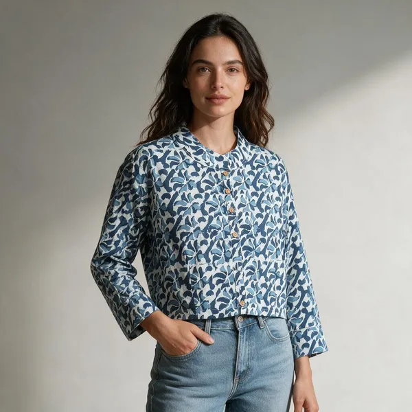 Handmade_Block_Print_Cotton_For_Women_Ethnic_Floral_Printed_Top_With_Long_Sleeves