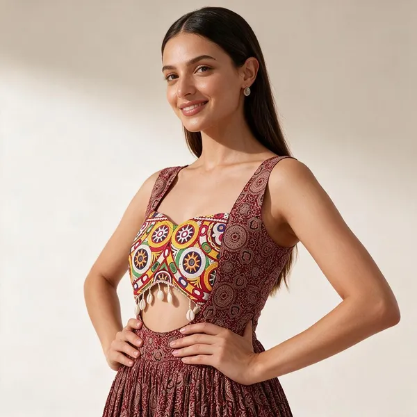 Maroon_Faux_Georgette_Designer_Gown_Fully_Flared_Elegant_Party_Wedding_Set