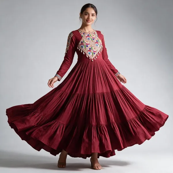 Maroon_Reyon_Partywear_Gown_With_Kutchi_Gamthi_Work