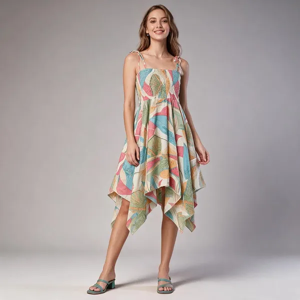 Women_S_Multicolor_Printed_Cotton_Handkerchief_Hem_Dress_Midi_Dresses