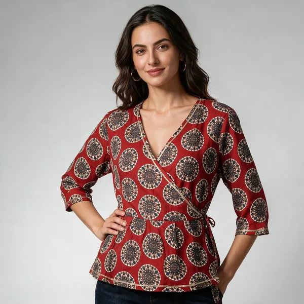 Handmade_Block_Print_Cotton_For_Women_Ethnic_Floral_Printed_Top_With_Long_Sleeves