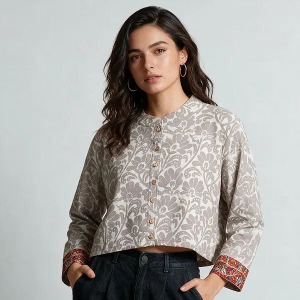 Handmade_Block_Print_Cotton_For_Women_Ethnic_Floral_Printed_Top_With_Long_Sleeves