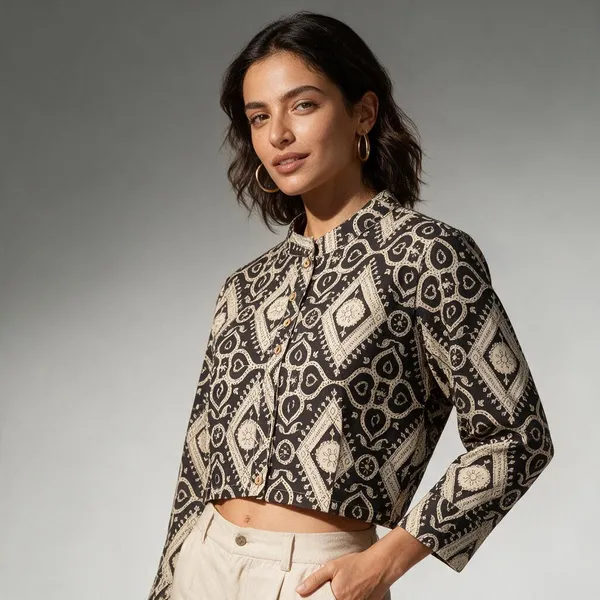 Handmade_Block_Print_Cotton_For_Women_Ethnic_Floral_Printed_Top_With_Long_Sleeves