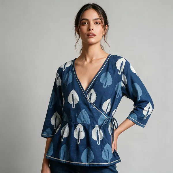 Handmade_Block_Print_Cotton_For_Women_Ethnic_Floral_Printed_Top_With_Long_Sleeves