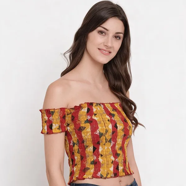 Women_S_Rayon_Printed_Off_Shoulder_Smocked_Crop_Top_Short_Sleeve_Casual_Styles_Tank_Top_Free_Size_Multi39