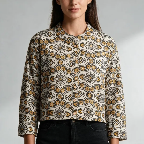 Handmade_Block_Print_Cotton_For_Women_Ethnic_Floral_Printed_Top_With_Long_Sleeves