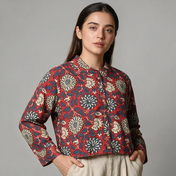 Handmade_Block_Print_Cotton_For_Women_Ethnic_Floral_Printed_Top_With_Long_Sleeves