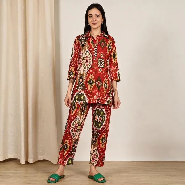 Women_S_Pure_Cotton_Printed_Collared_Top_And_Pant_Co_Ord_Set_Multti_Color3