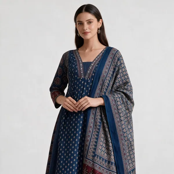 Women_S_Cotton_Printed_A_Line_Premium_Kurti_With_Pant_And_Dupatta_Set