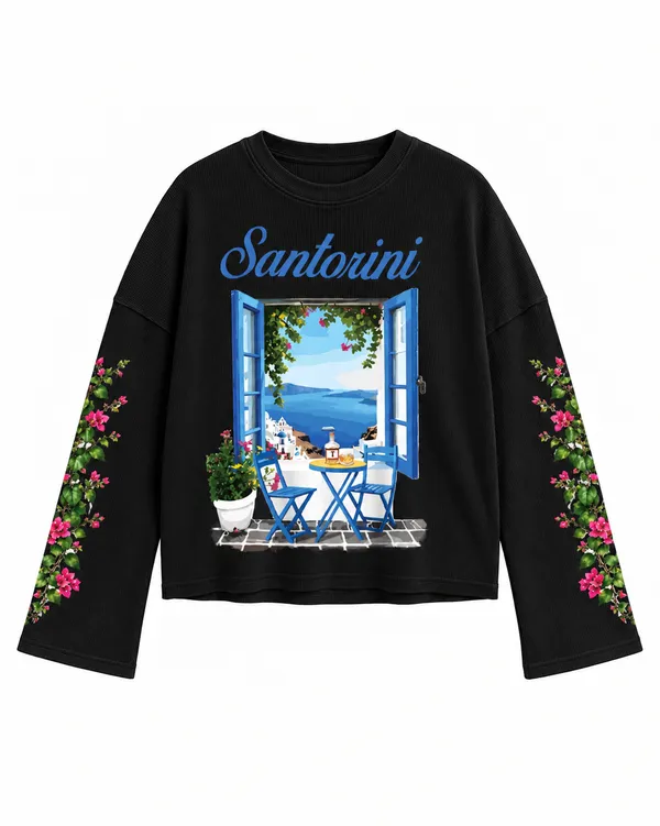 Black_Cotton_Oversized_Waffle_Knit_Bloom_Graphic_Tee_For_Unisex