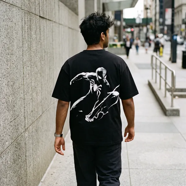 Black_Cotton_Oversized_Spiderman_Graphic_Tee_For_Unisex
